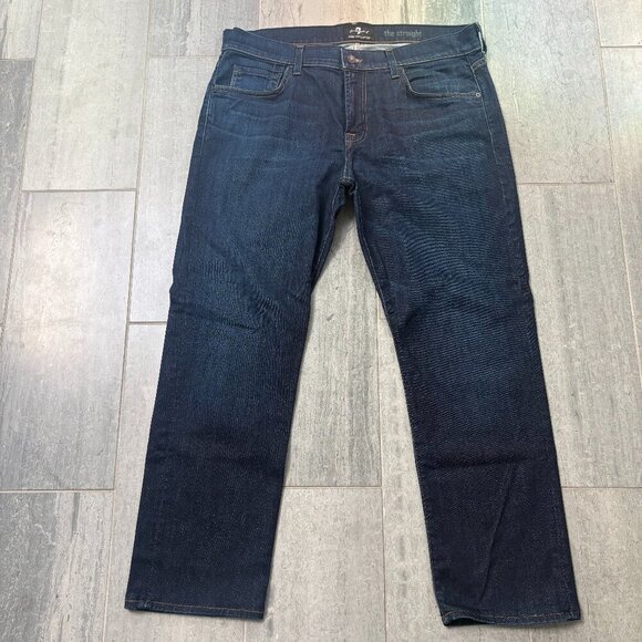 7 For All Mankind Men’s Luxe Performance The Straight Jeans Dark Wash Size 36x30 - Picture 1 of 8